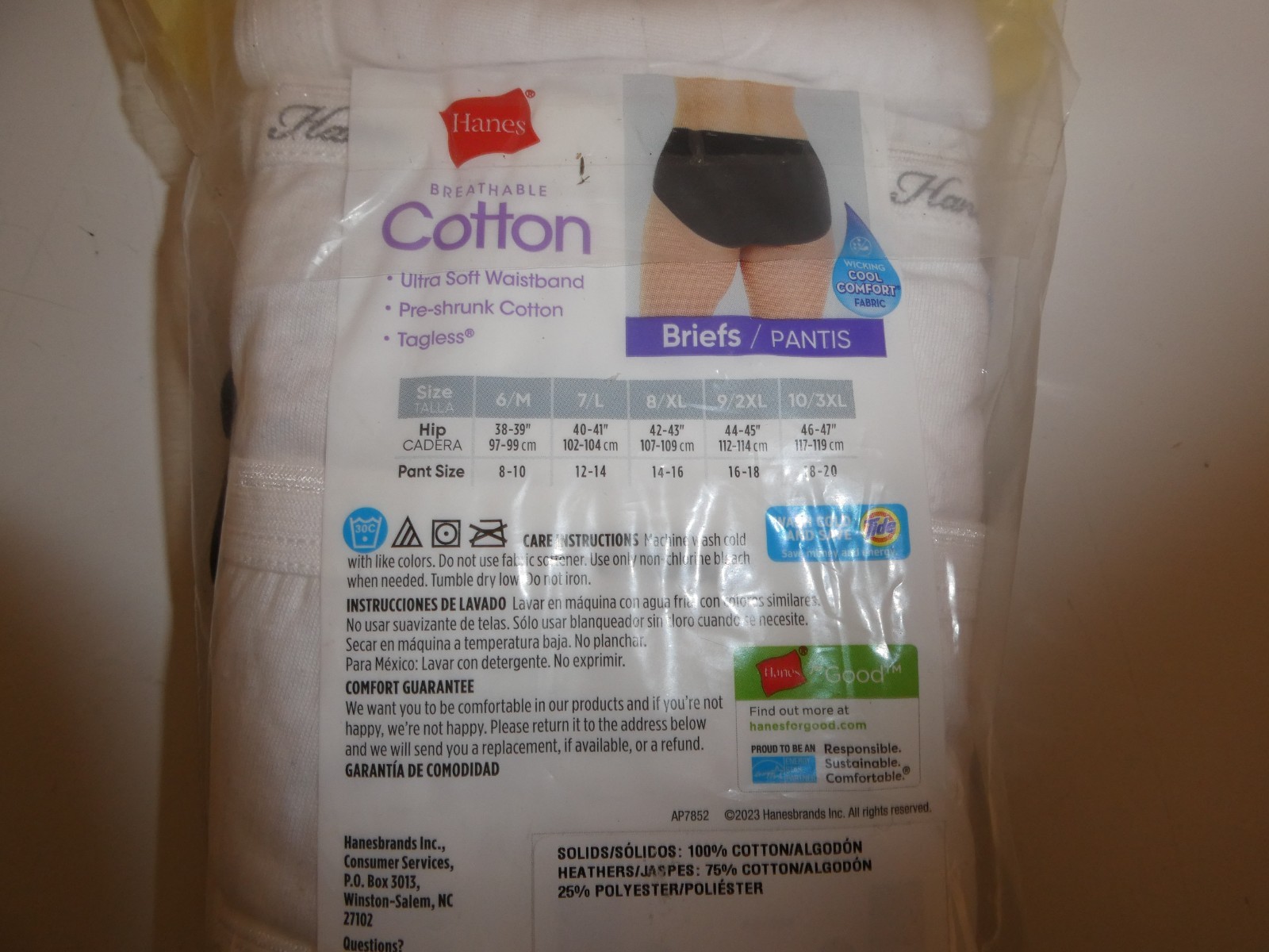 NWT Hanes 9 Pair Briefs Panties Soft Breathable Cotton Multi Colors Size 6/M