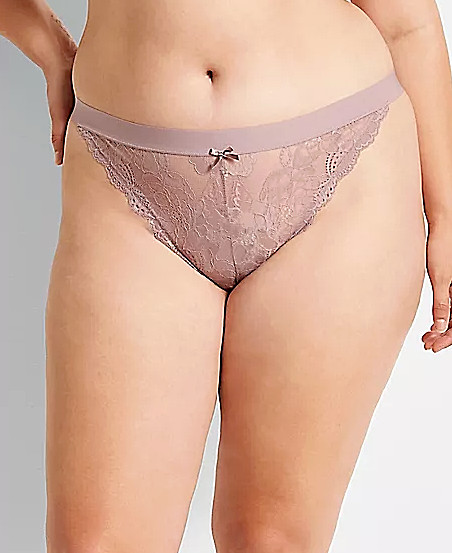Lane Bryant Cacique Plus 18/20 Scalloped Lace Thong Panty Lavender