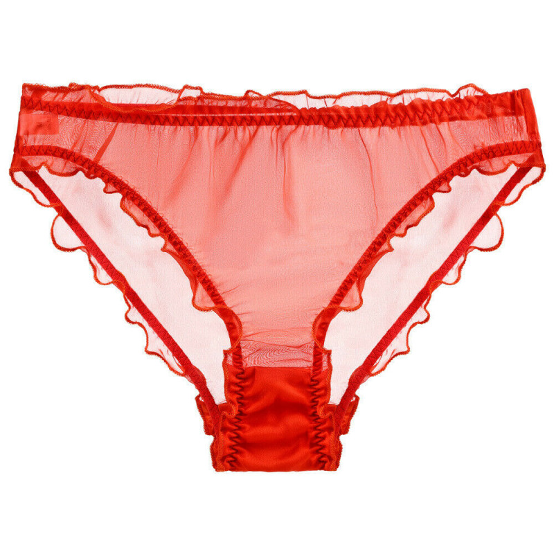 Womens Sexy See Through Ruffles Panties Lingerie Chiffon Sheer Briefs Underwear
