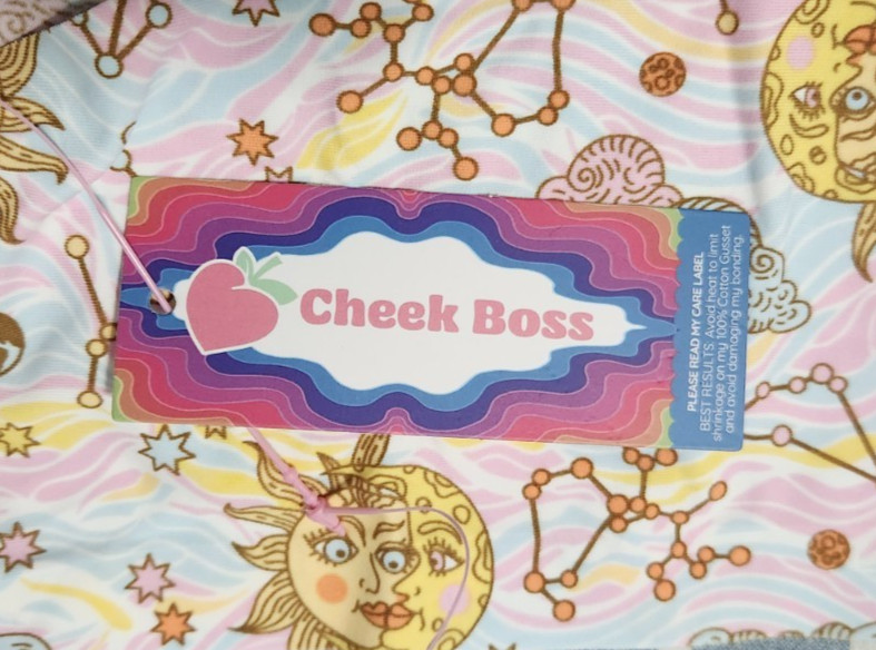 Cheek Boss Panty Womens L Cheeky Underwear Sun Moon Stars Panties Blue Pink