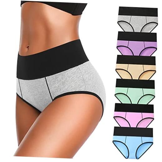 Underwear for Women Cotton High Waist Panties Full 4X-Large Multi B-6 Pack