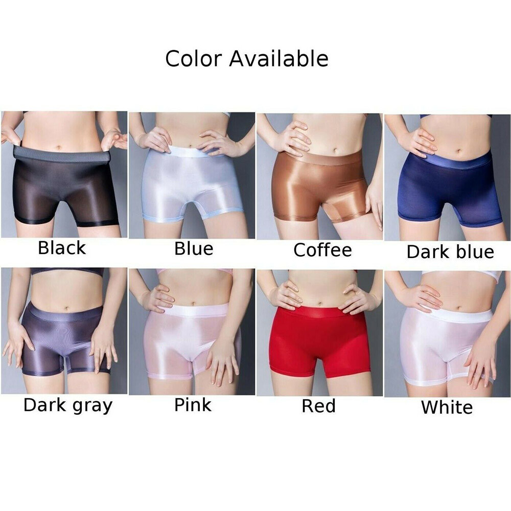 Women Sexy See-through Stretchy Underwear Oil Shiny Glossy Panties Boxer Shorts