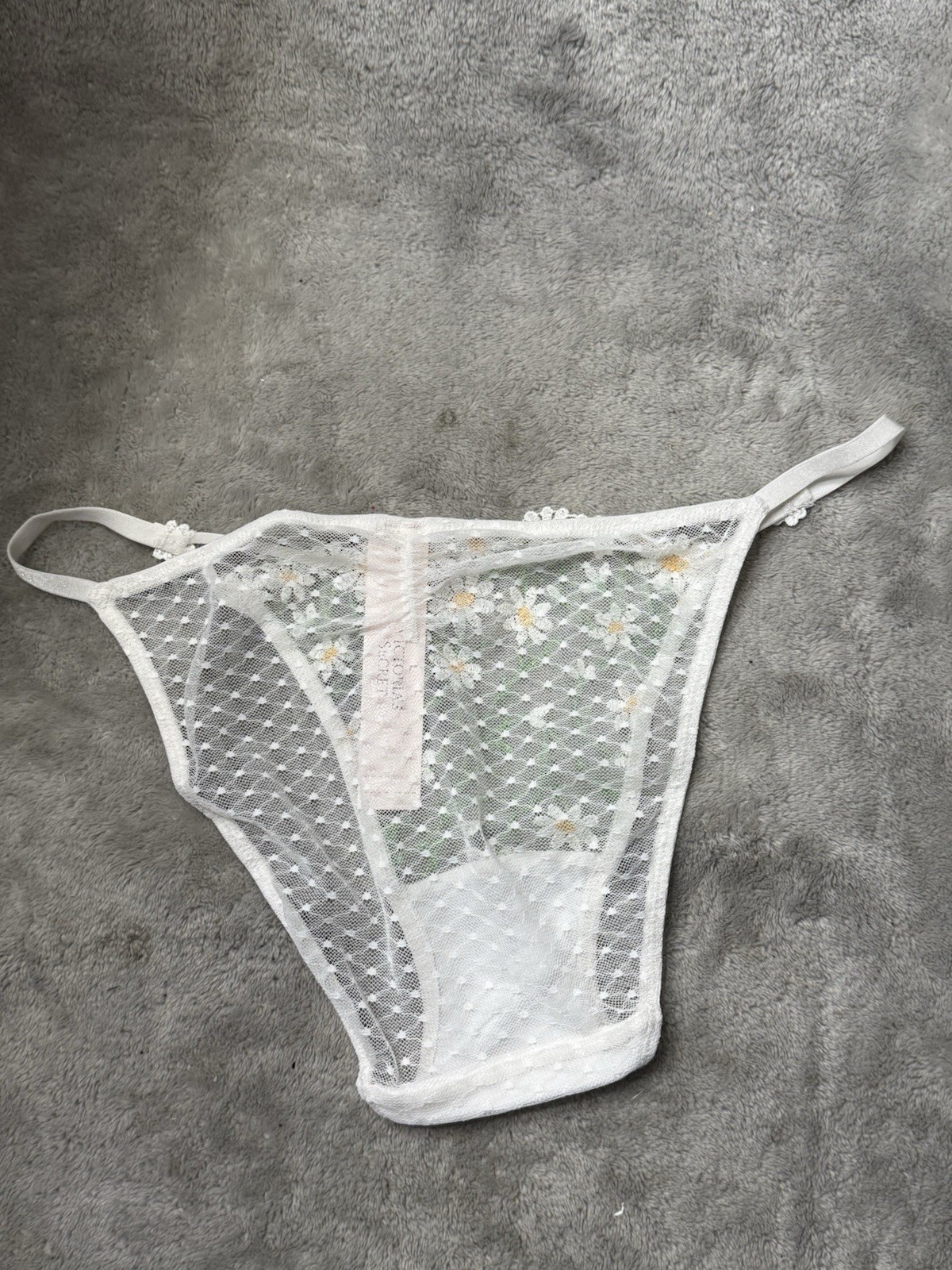 VICTORIA’S SECRET DREAM ANGELS String Bikini Panty VS Flower S White Daisy Mesh