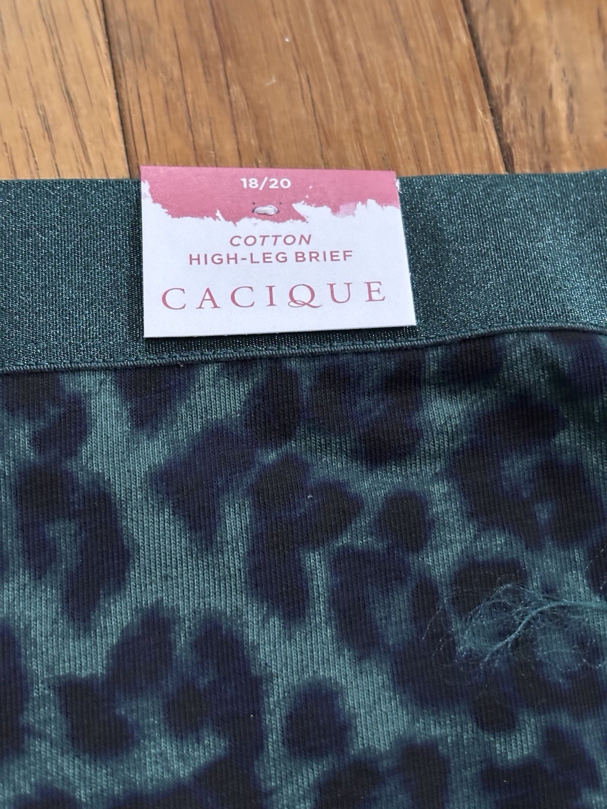 Plus 18/20 Lane Bryant Cacique High Leg Brief Cotton Panty Teal Blue Leopard