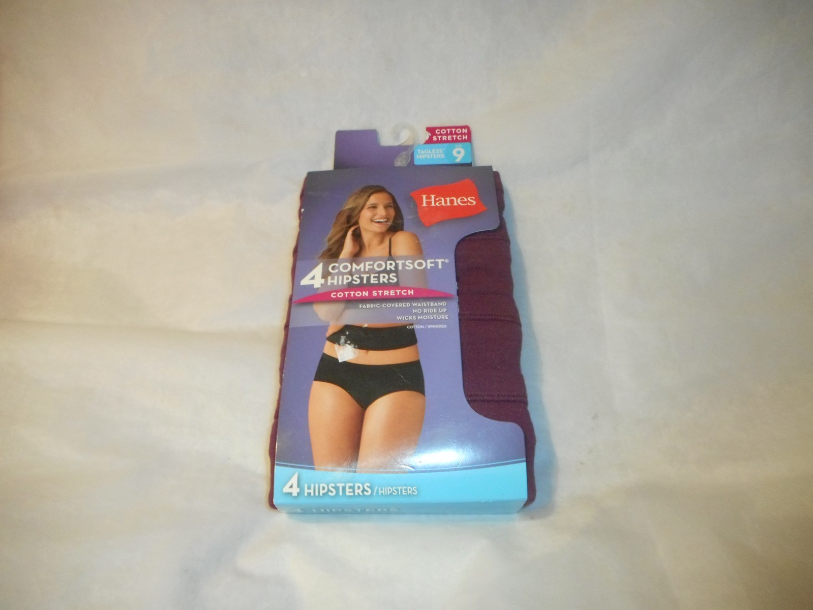 Hanes 4 Pack Comfortsoft Burgandy Hipster Women’s Cotton Stretch Panty Size 9