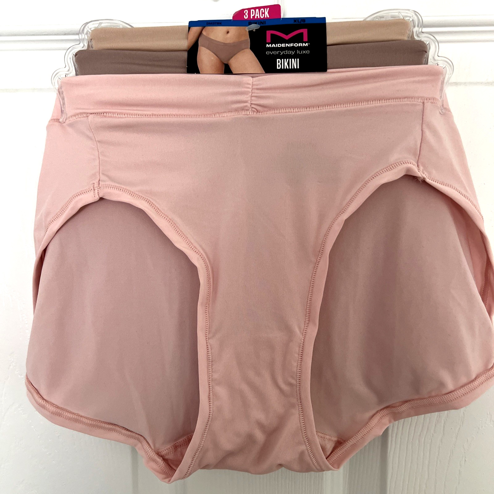 NEW 3 Pack Maidenform Everyday Luxe Bikini Panties XL/8 Multi-Color DM3TBK