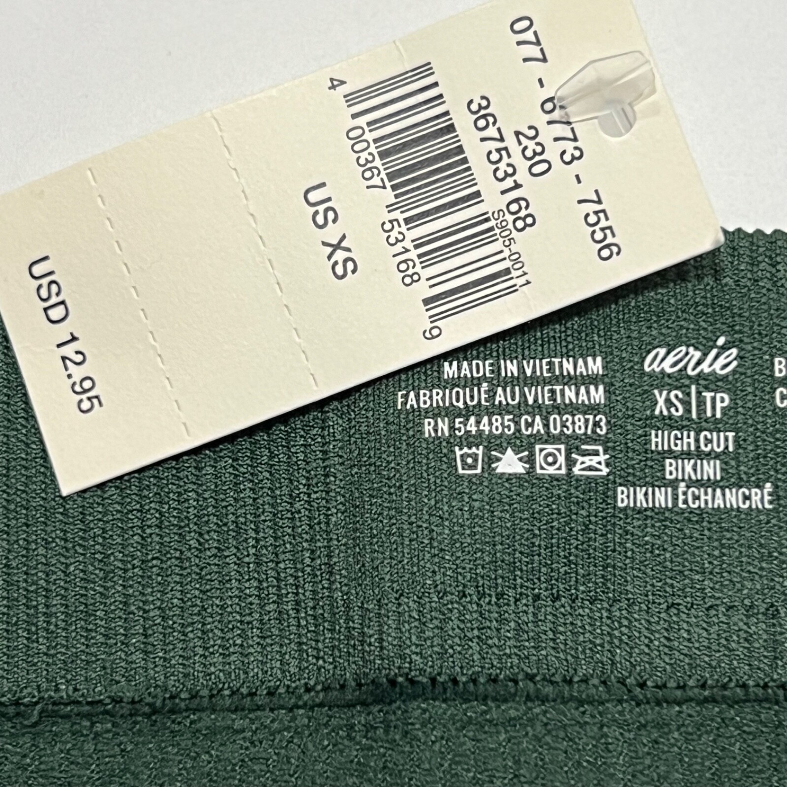 NWT AERIE High Cut Bikini Pantie Underwear Sz XS-M-L-XL Forest Green Ribbed