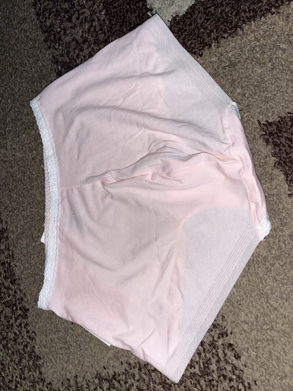 NWT Naomi & Nicole Wonderful Edge Pink Cotton White Lace Trim Boyshort Panty Sm