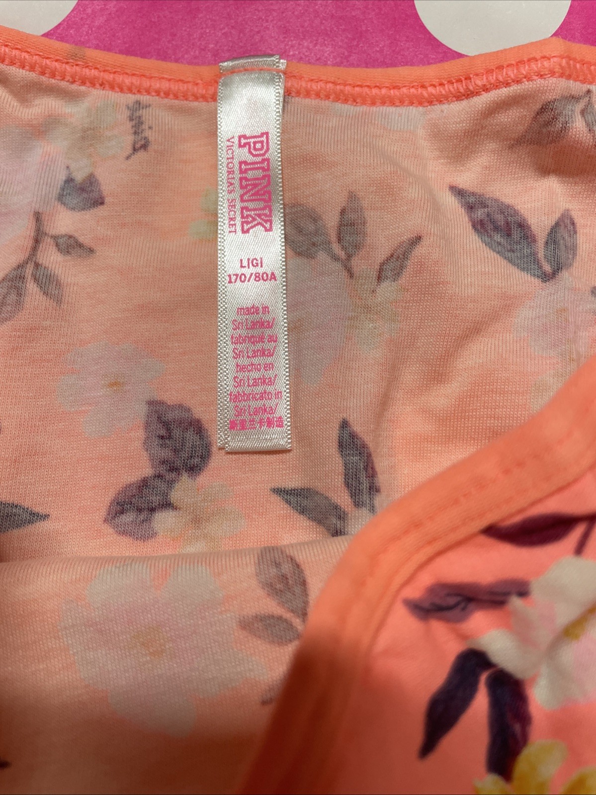 NEW 2019 Victoria’s Secret PINK V Front Bikini Panty L Panties Orange Floral