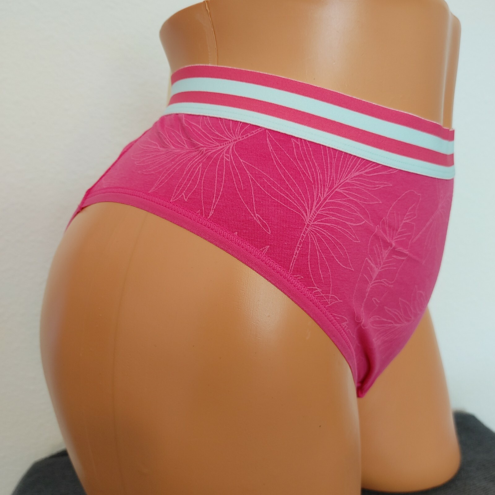 NWT LANE BRYANT CACIQUE COTTON HIPSTER PANTY PLUS 18/20 HOT PINK LEAF TROPICAL