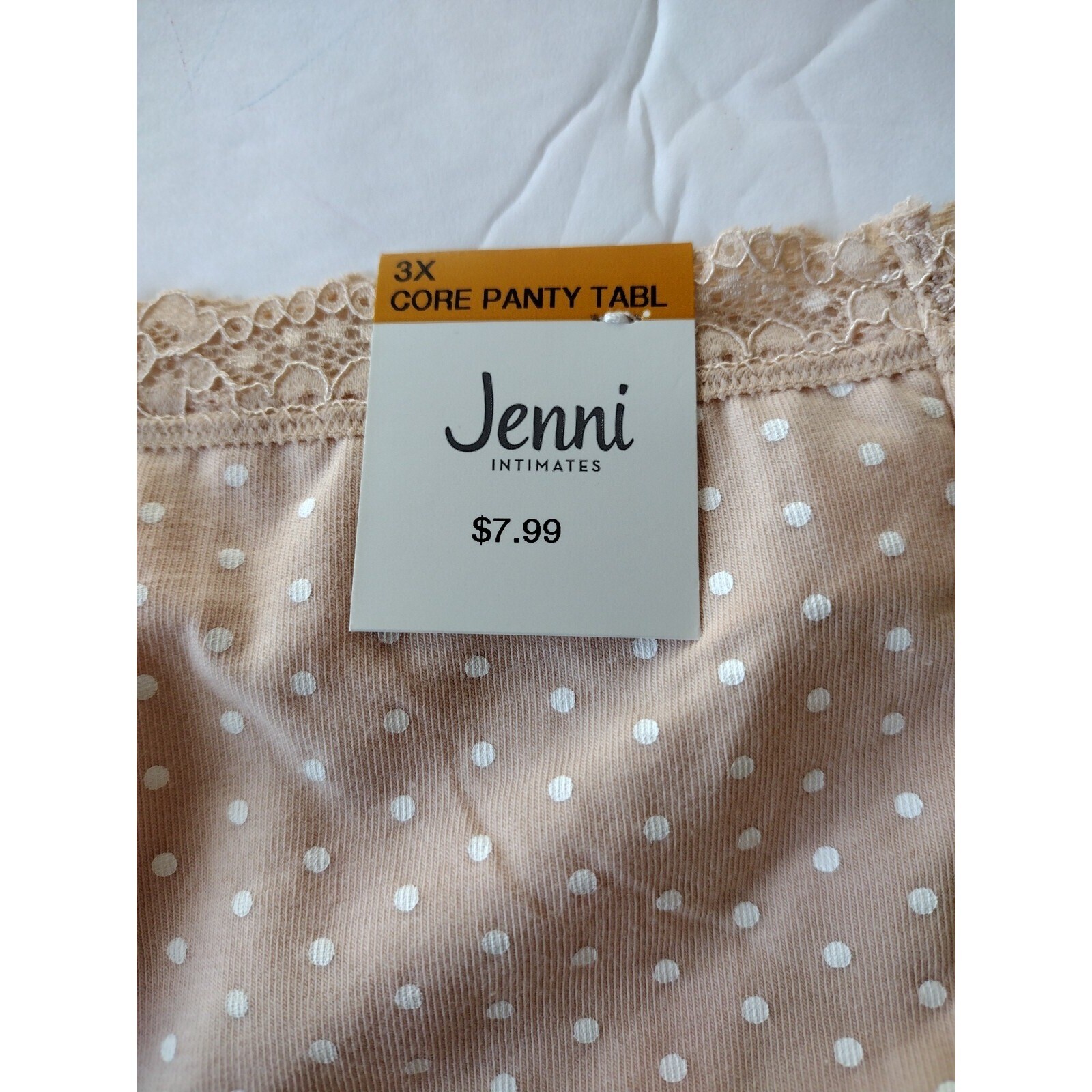 Jenni Intimates Bikini Panty Women 3X Tan Chai Dots Lace Trim Lot of 3 Hipster