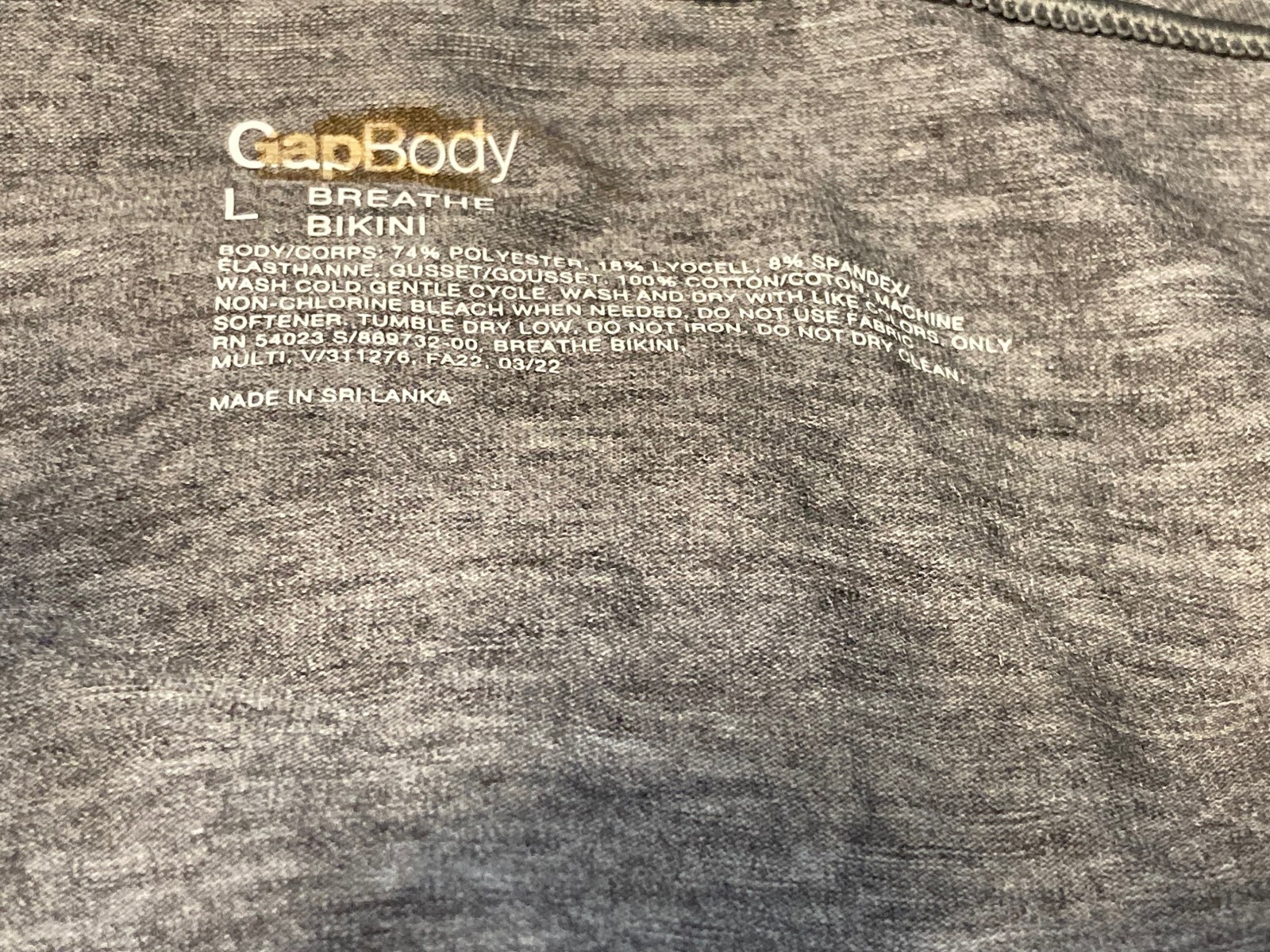 NWT L Gap Light Heather Gray Breathe Bikini Panties Underwear #869732 #421044