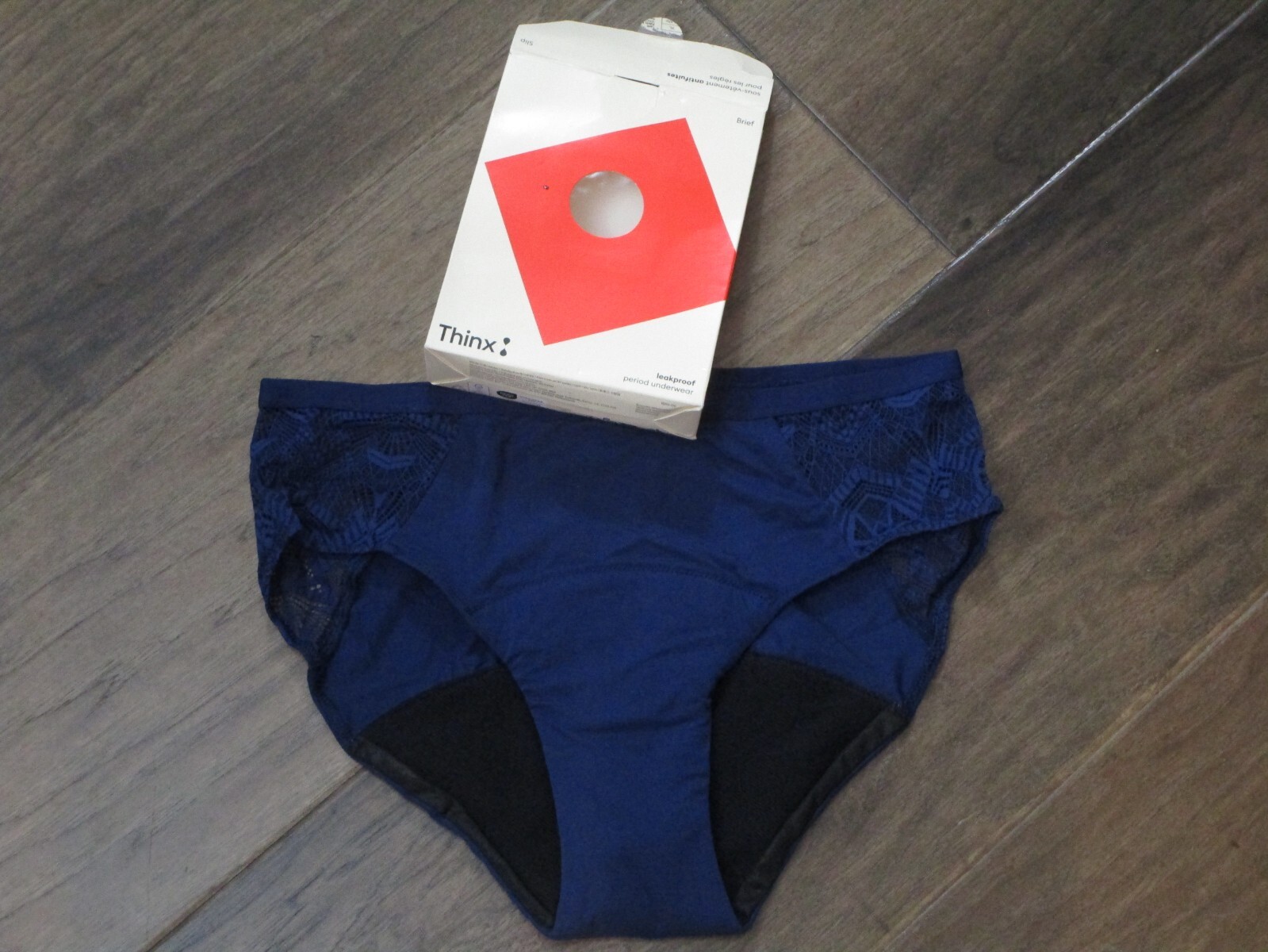 THINX PERIOD LEAK-PROOF COTTON BLEND BRIEF PANTIES IN MARITIME BLUE SIZE LARGE
