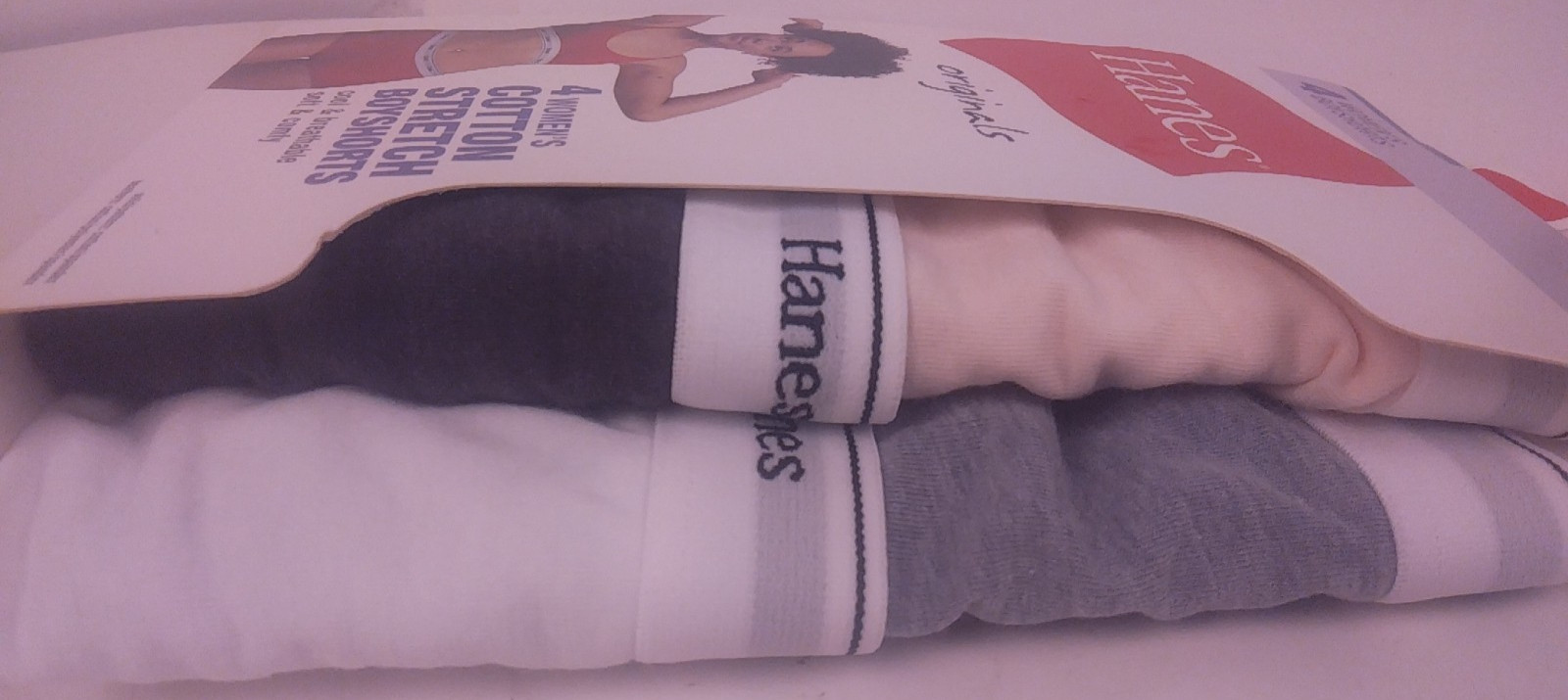 Hanes Originals Ladies 4 Pack Cotton Stretch Boy Shorts Size 5/S- New (51.2)