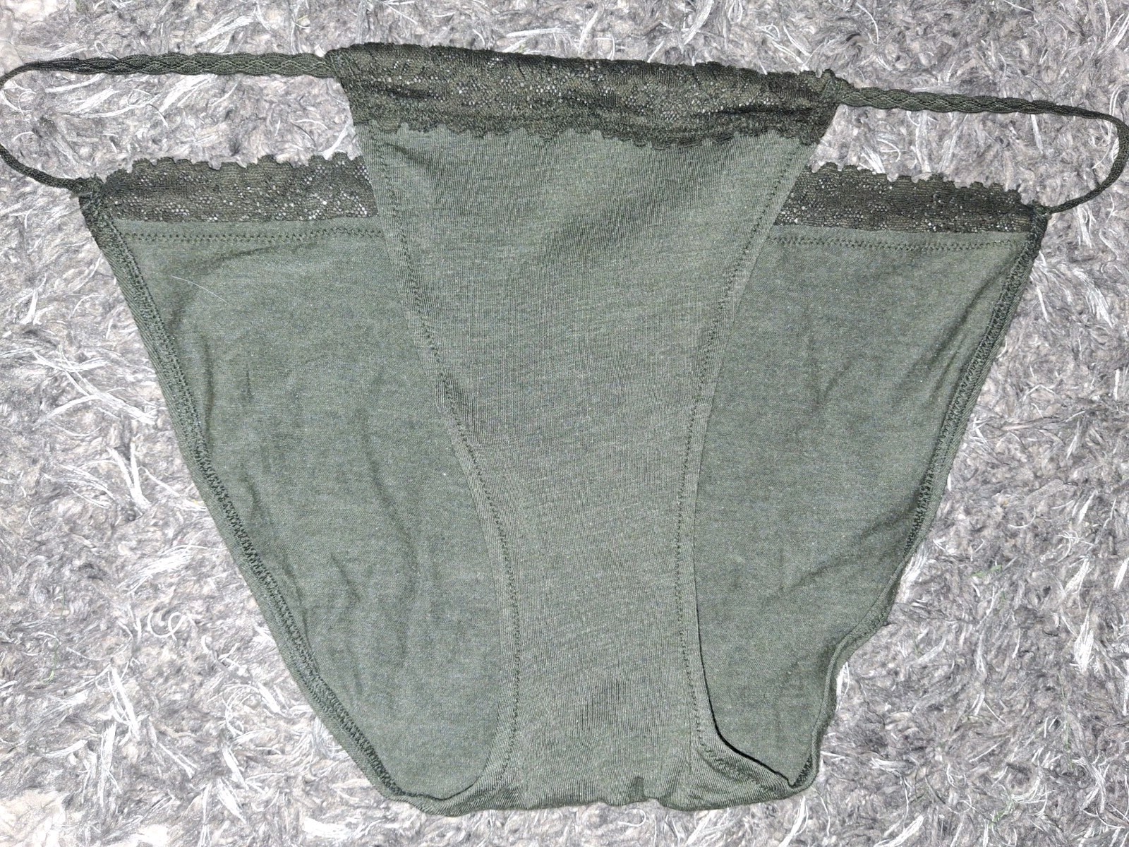 NeW Vs Pink 2tone cotton lace Trim string bikini Panty Size Large