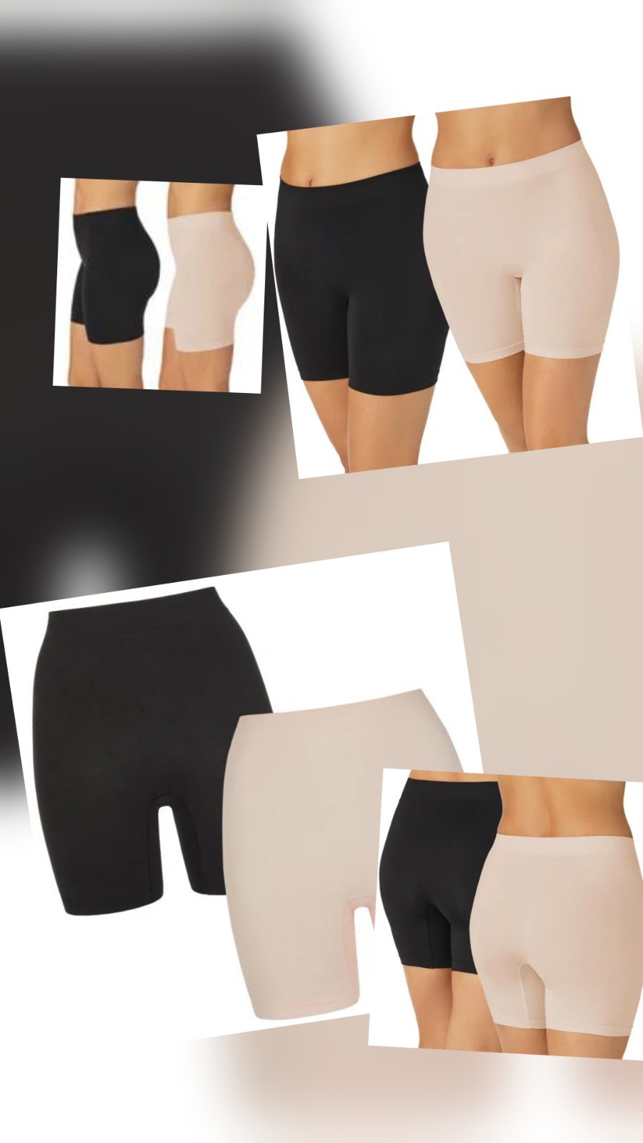 Carol Hochman Slip Short, 2 Pack Size XL Black/Nude