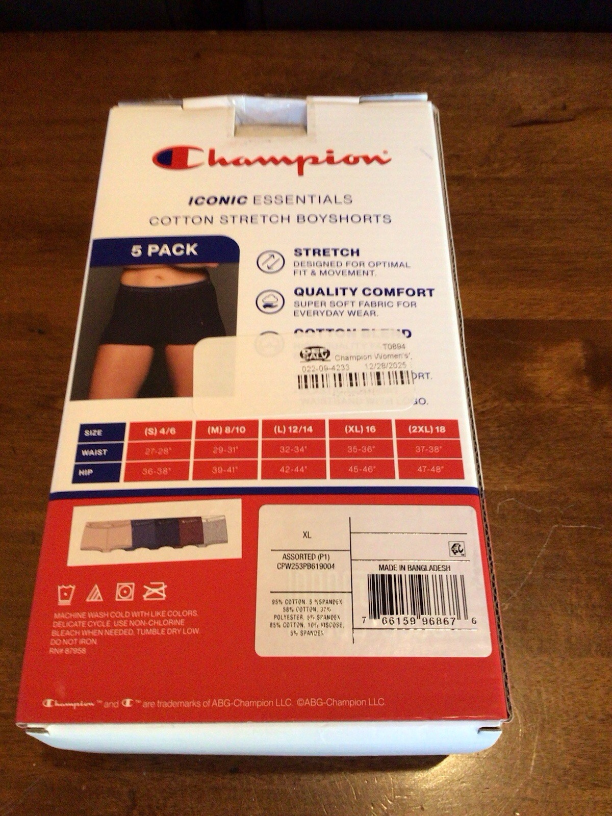 Champion Iconic Essentials Cotton Stretch Boyshorts, Women’s Size XL 16 NIB