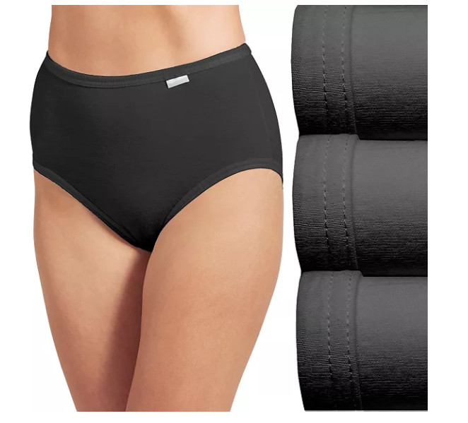 Women’s Jockey 3-Pack Briefs ( Black) 100% Cotton Comfort Classic Underwear