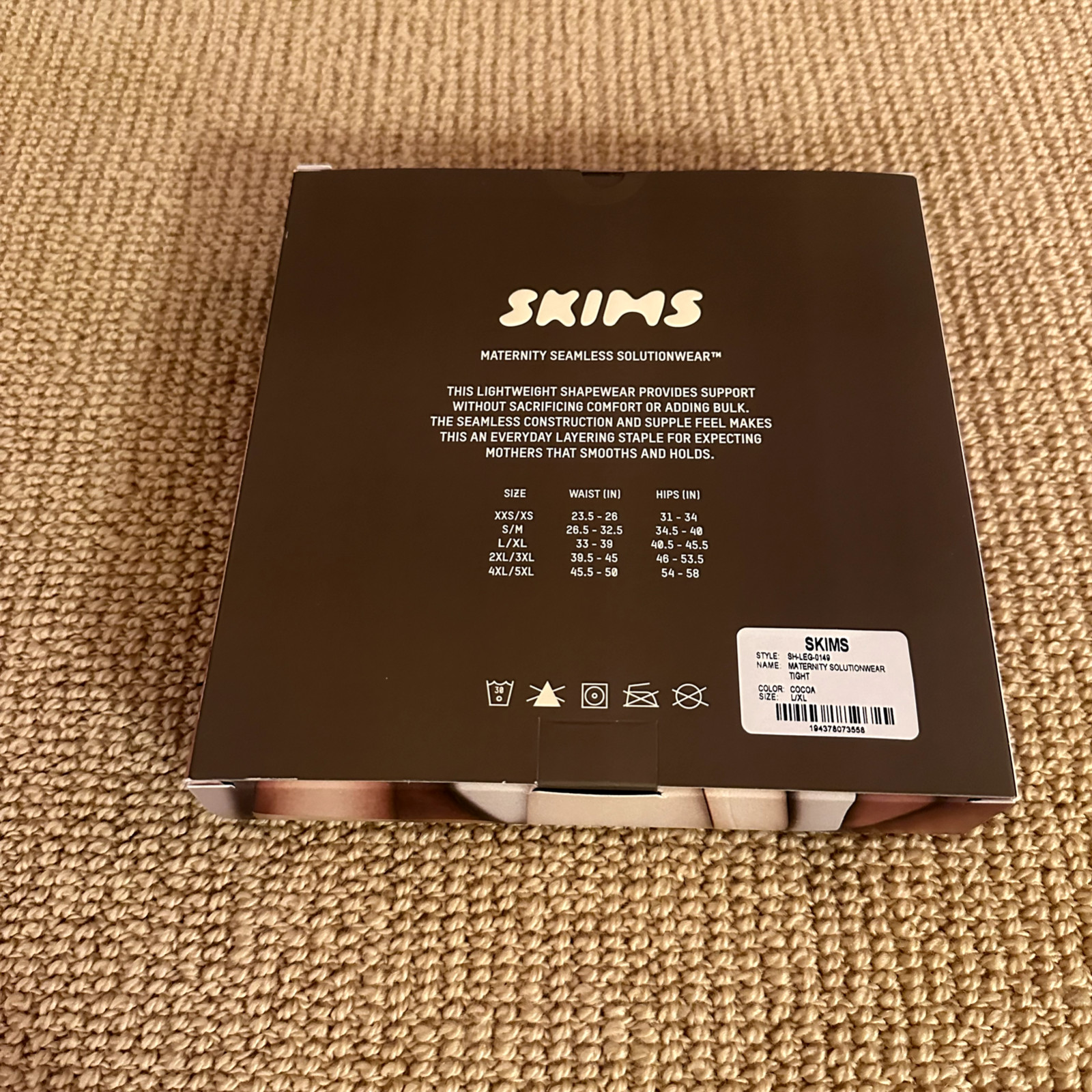 Skims Cocoa Maternity Solution Wear Tight Leggings Shapewear, Size L/XL New