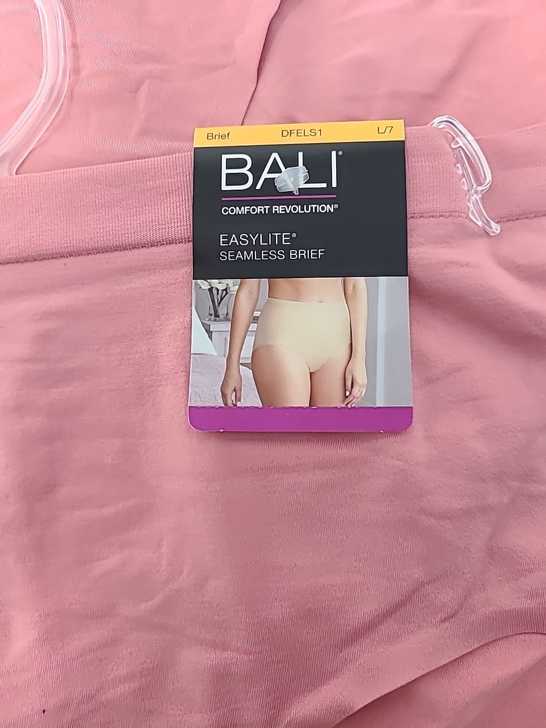BALI COMFORT REVOLUTION® Easylite Seamless Brief Size L/7 Mauve Lot of 3 NWT