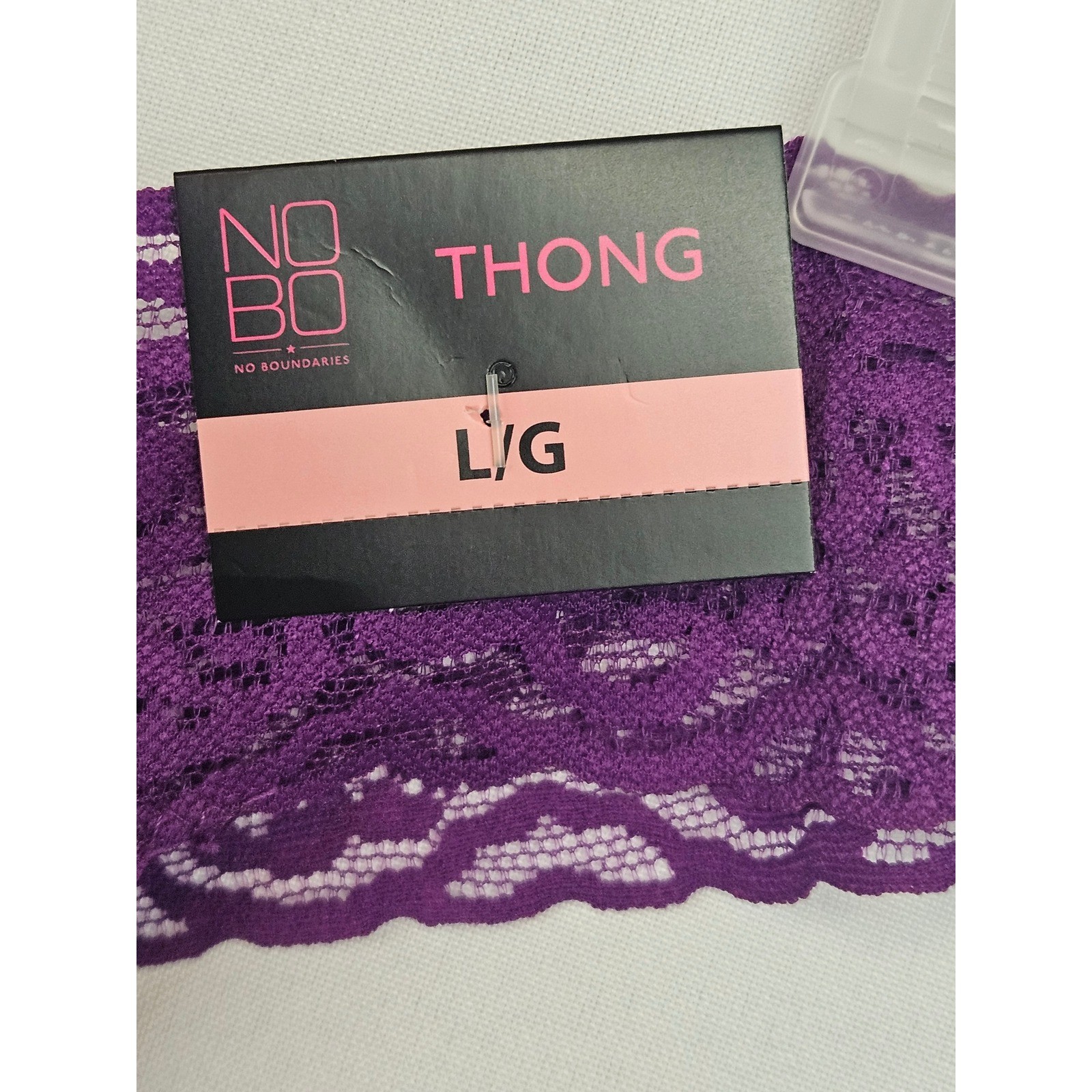 No Boundaries Womens Purple Floral Lace Thong Panty Size Large New With Tags