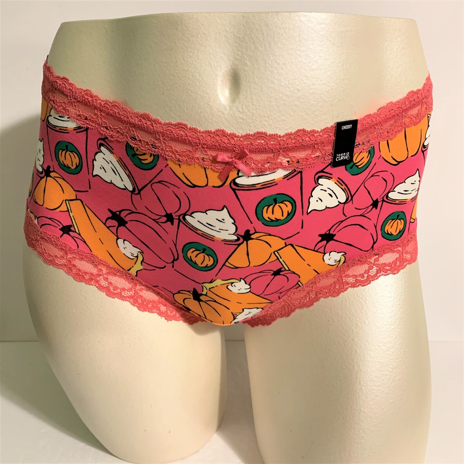 Torrid Cheeky Panties Underwear Pumpkin Spice Pie Latte Coffee Pink Plus 3 22 24