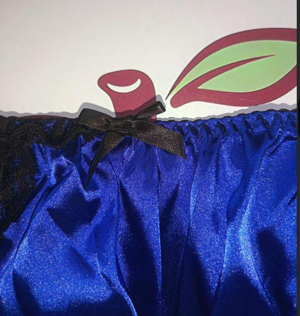 Women’s royal blue satin panties soft plus size silky knickers size XL 16-18