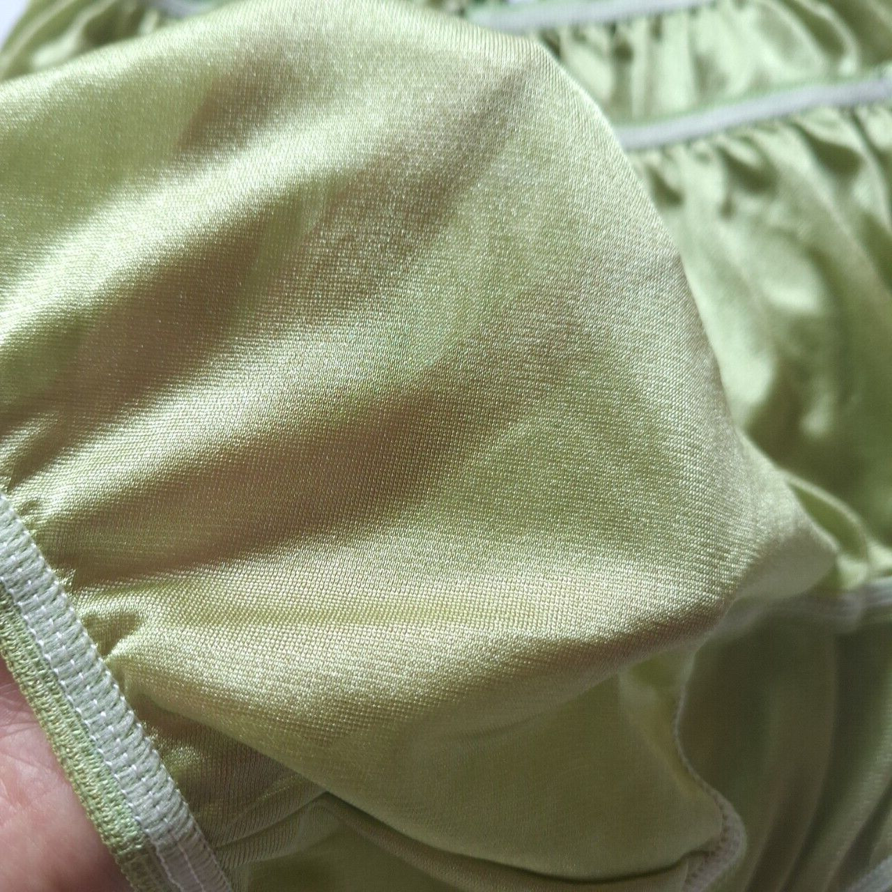 6 Green Nylon Panties Underwear Silky Soft Smooth Briefs High Waist 30″-36″L