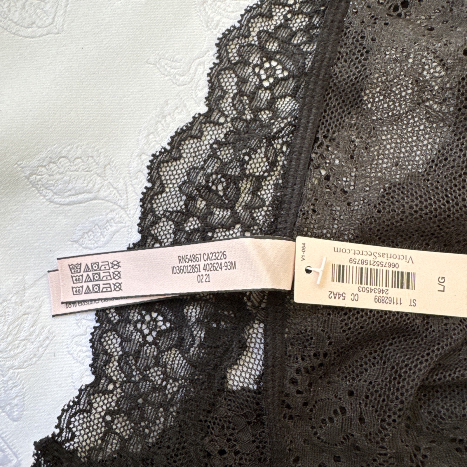 VICTORIA’S SECRET L DREAM ANGELS BLACK CHEEKINI TANGA LACE SHEER PANTIES NWT