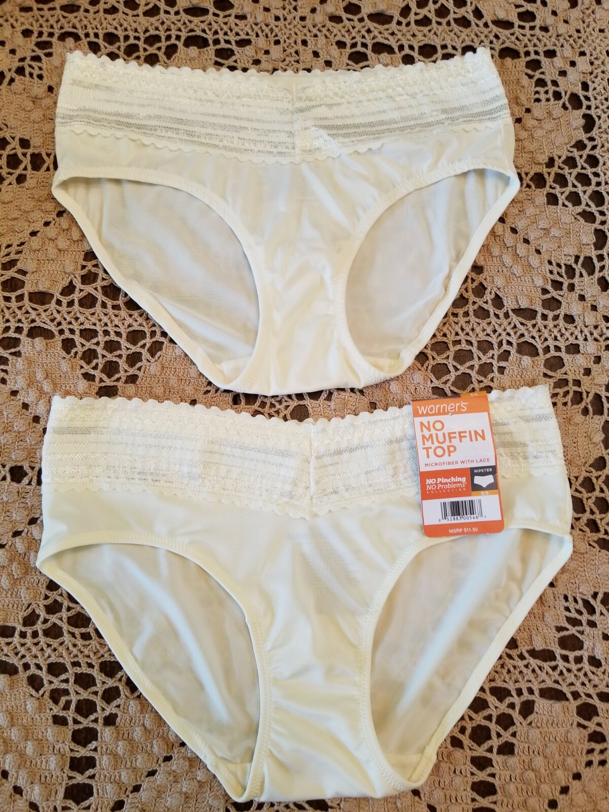 5 /S WARNERS Microfiber With Lace ~No Pinching No Problems 3 HIPSTERS – NWT