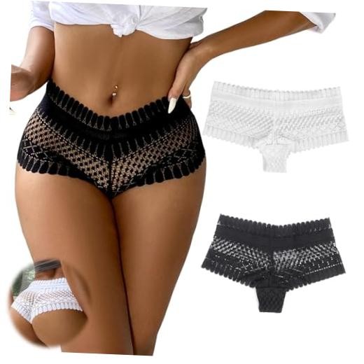 Cheeky Underwear for Women Plus Size Sexy 3X-Large-4X-Large 2- Black+ White