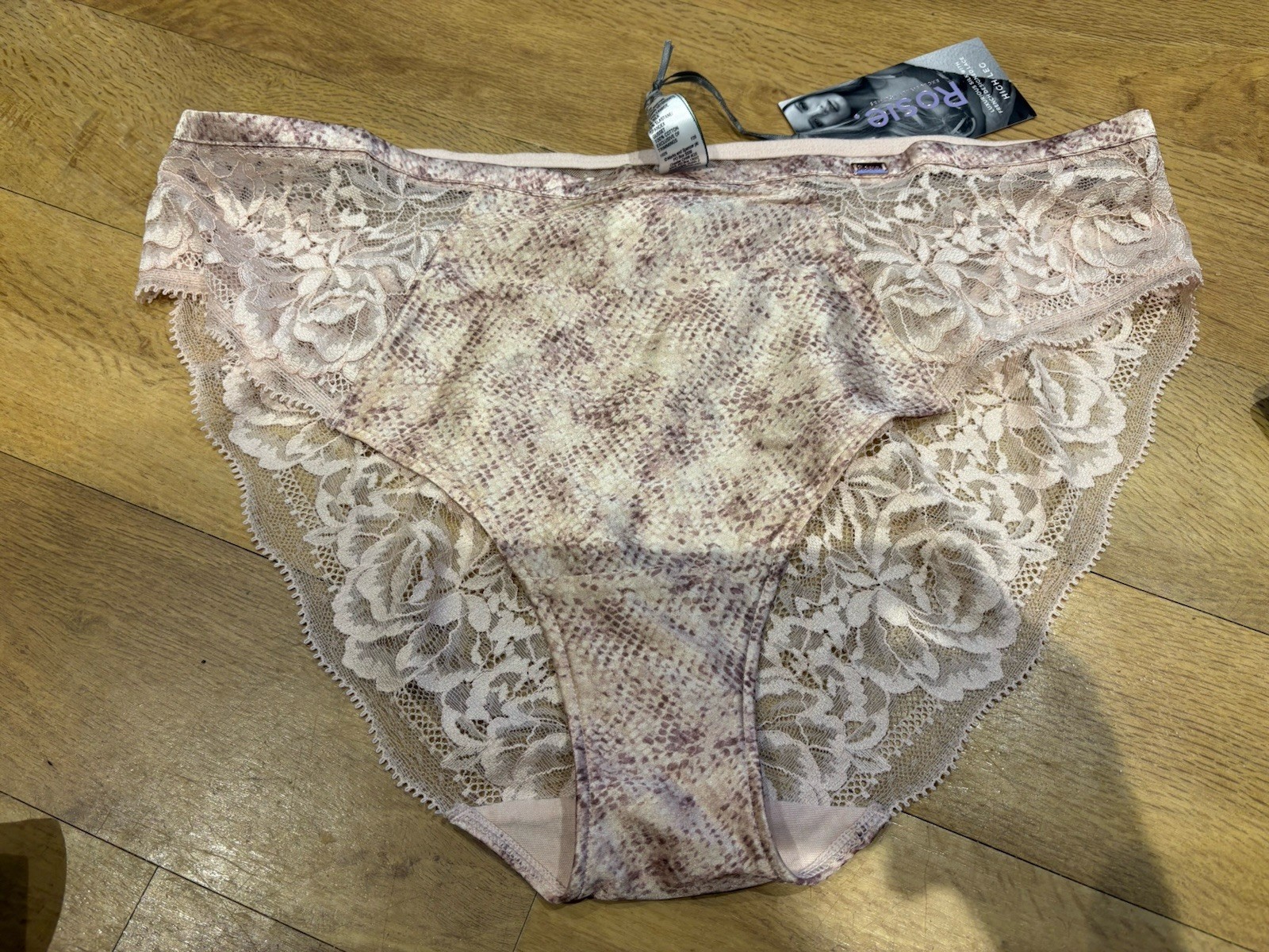 Marks & Spencers Rosie Rosalie Silk & Lace High Leg Knickers pink mix bnwt