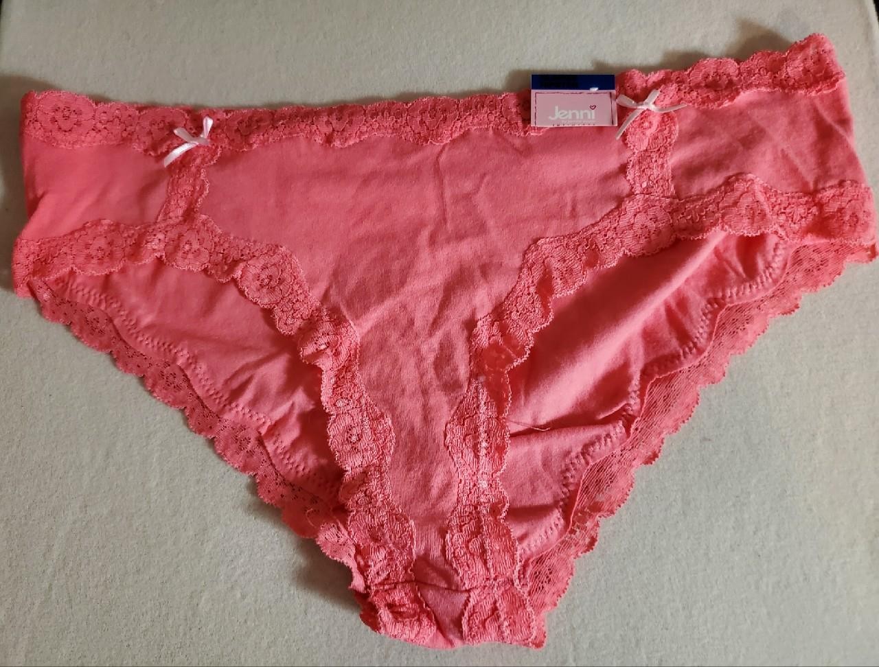 NWT JENNI COTTON SPANDEX HIPSTER PANTIES LACE WAISTBAND CORAL 917201 XL
