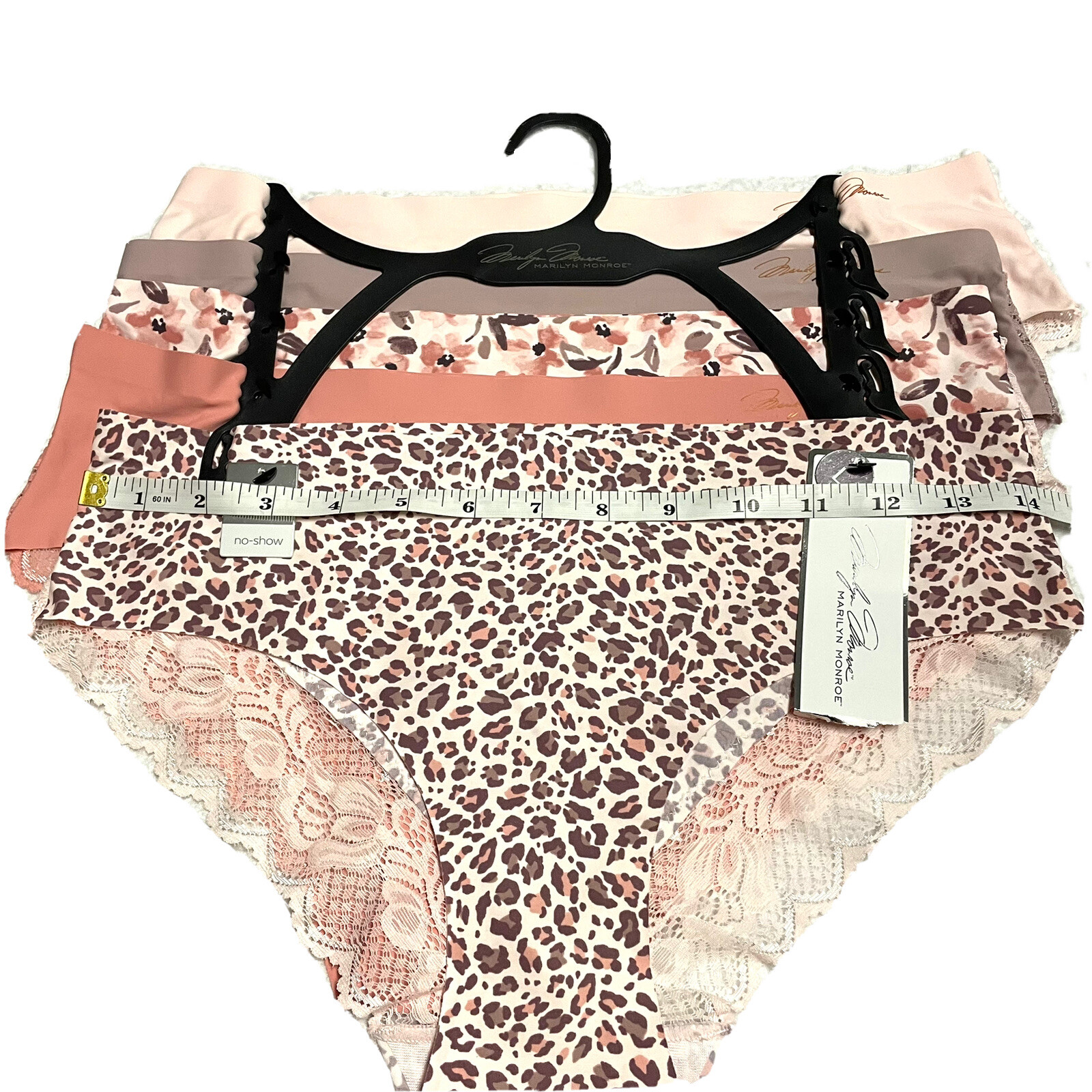 MARILYN MONROE Panties L 5-Pack Pink Tiger Sexy Thong Underwear Floral Seamless