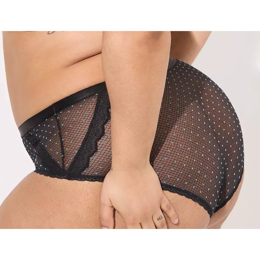 Torrid 6 (6X 30) Sexy Black Dot Mesh Sheer Mid Rise Cheeky Panty Panties New