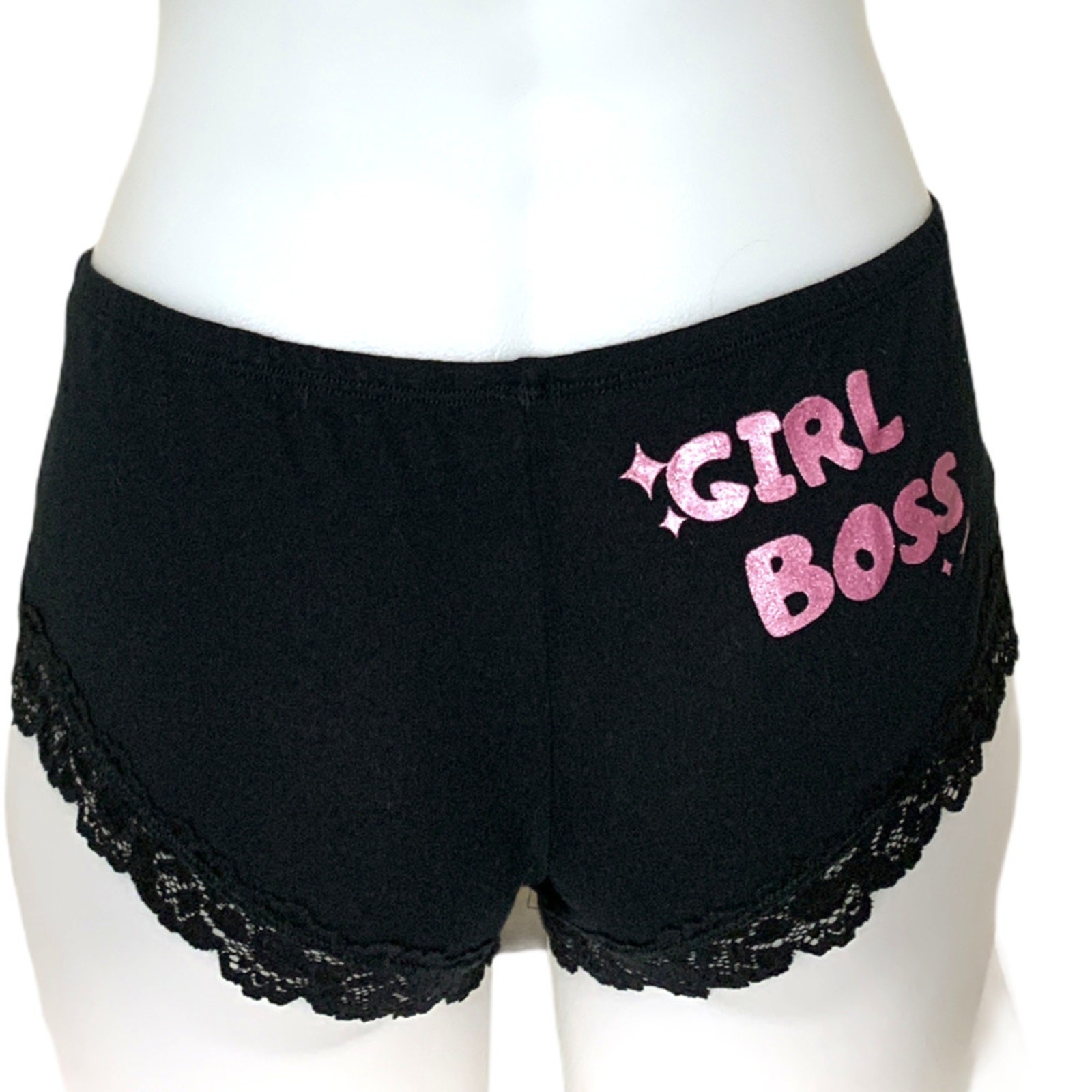 Girl Boss Black GirlBoss Panty SMALL Glitter Pink Cotton Hipster Unique NEW