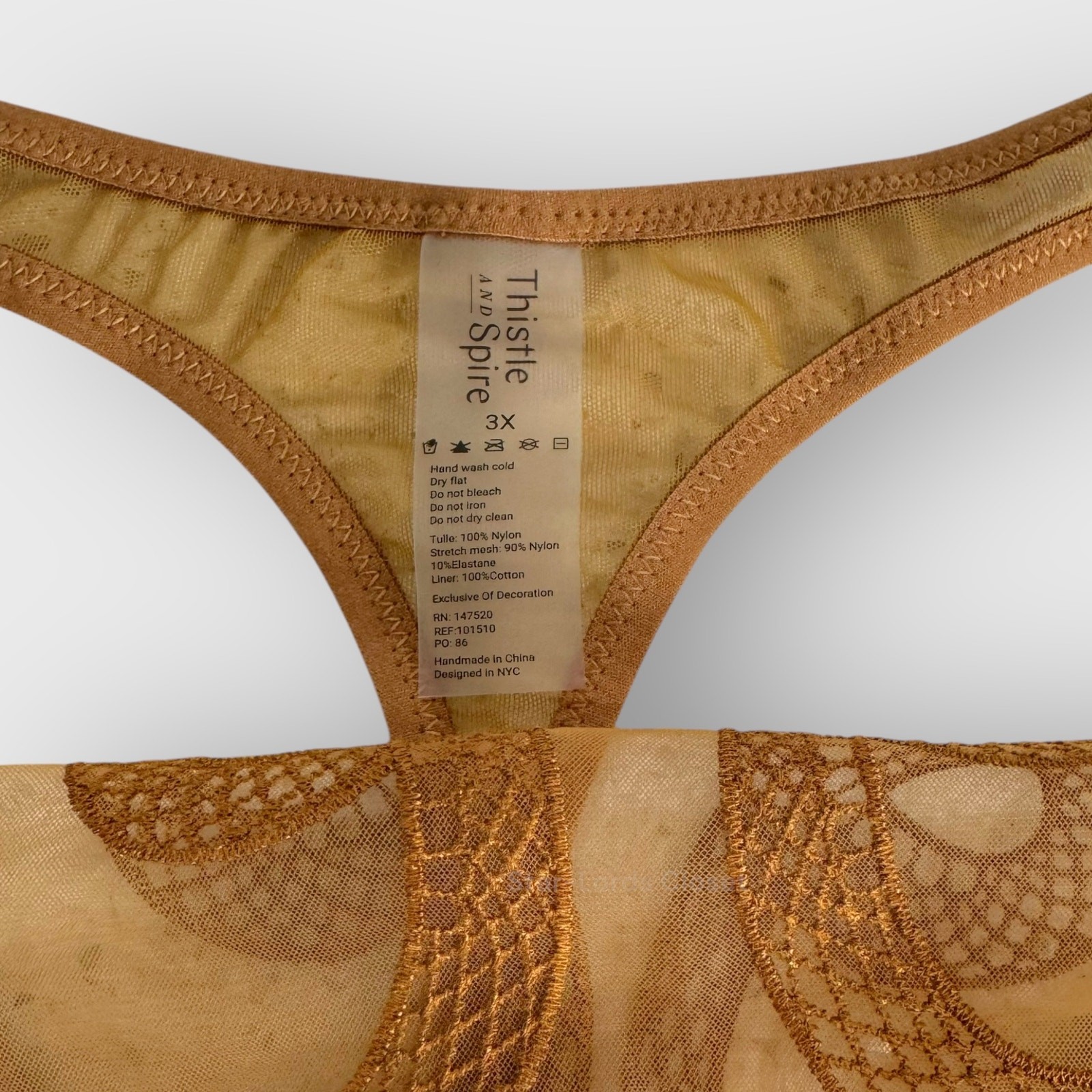 Thistle & Spire Medusa Thong Liquid Gold Plus Size 3X Embroidered Sexy Lingerie
