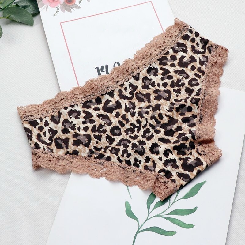 Lady Lace Knickers Leopard Print Panty Sexy Underwear Briefs Underpants Lingerie