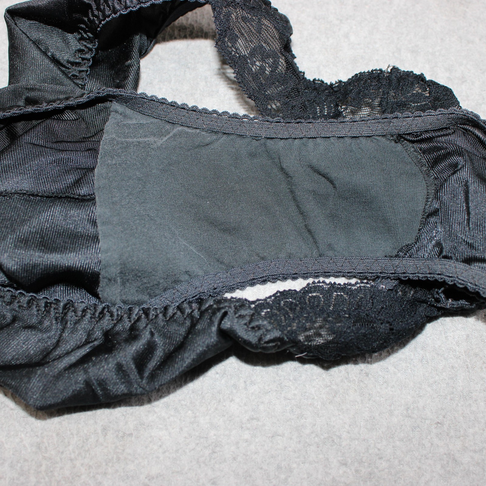 Vintage Olga Oscar De La Renta Panties Women Medium 7 Black Lace Brief 80s x 2