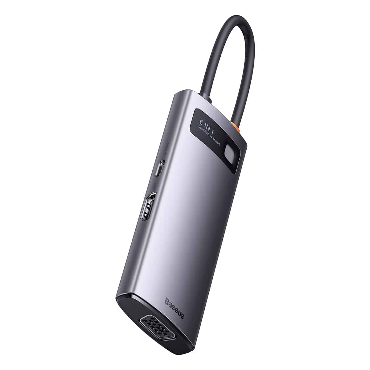 Baseus Metal Gleam Series 6-in-1 Multifunctional Type-C HUB Docking Station - Gray - Image 3