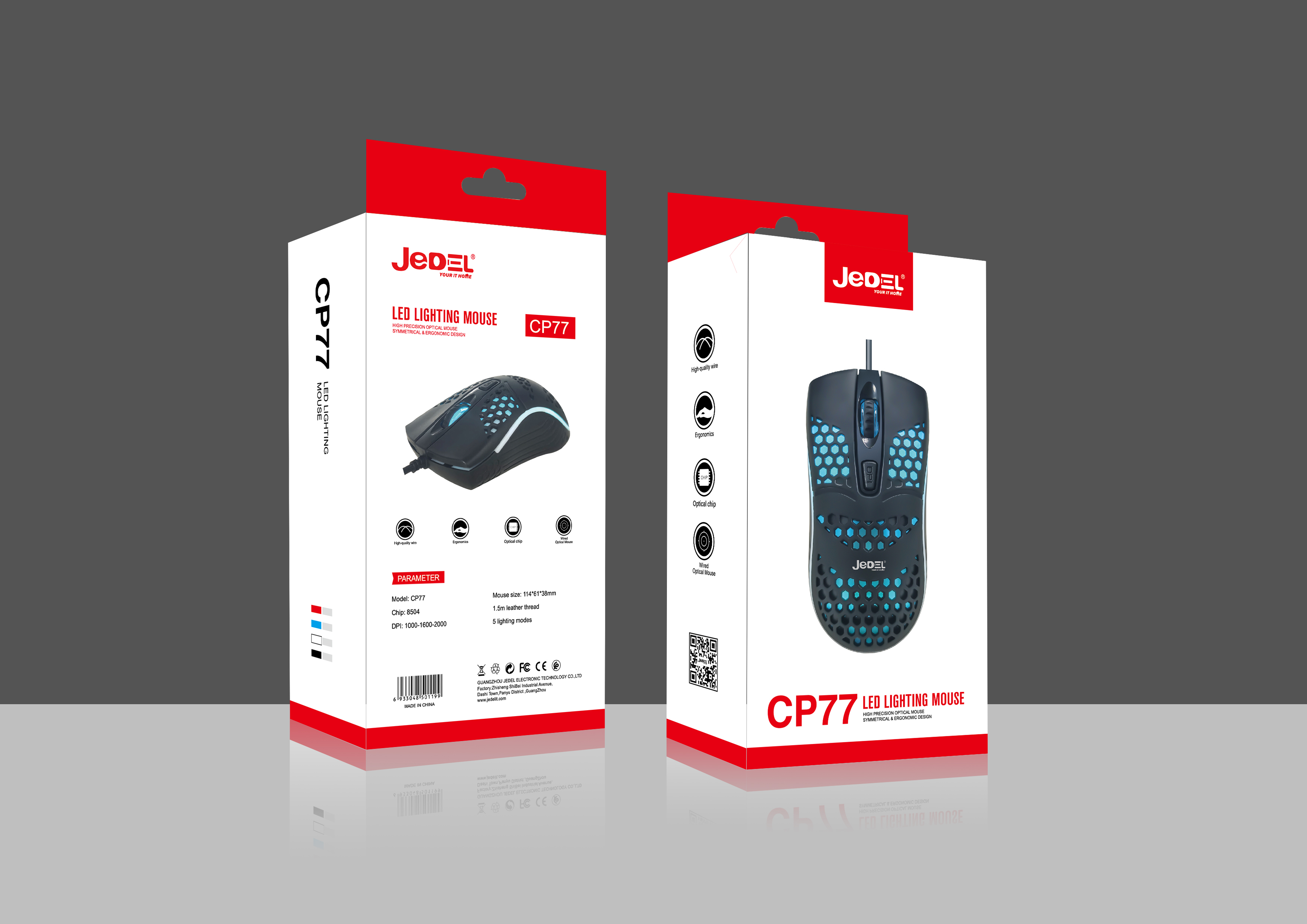 JEDEL CP77 Wired RGB Light Mouse