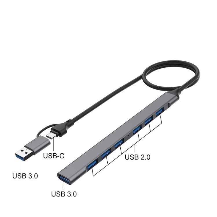 ONTEN 2in1 (USB-C+USB 3.0) Hub USB 2.0x6+USB 3.0 UCA9702