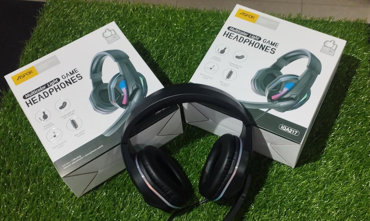 ASPOR A217 Multi-Color Light Gaming Headphones - 3.5mm + USB, Wire Control Function - Image 2
