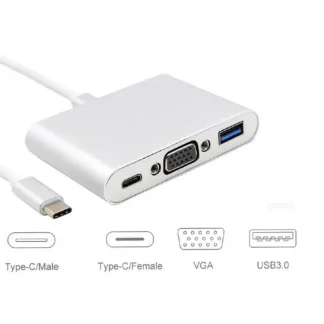 USB3.1 Type C to VGA + USB3.0 + Type C 3.1 OTG Adapter